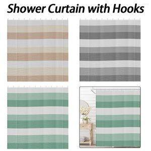 Shower Curtains Curtain Waterproof Polyester Bathroom 71x71 Inch Quick-Drying With 12 Metal Hanging Rings Waffle