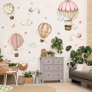 Cartoon Hand gezeichnet heiße Luftballons Wolken Sterne Wohnzimmer Kinderzimmer Hintergrund Dekoration Wandkleher Selbstklebend