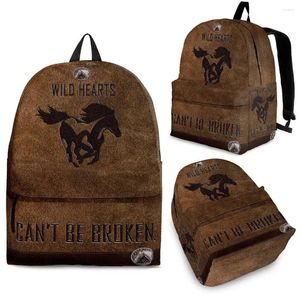 Sırt çantası Yikeluo Retro Wild Horse College Öğrenci Dizüstü Sırp Çekiş Zip Dayanıklı UNISEX SEYAHAT Çantası Baskısı Baskısı