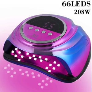 Secadores de unhas 208W D7 Lâmpada profissional de secador de unhas para manicure poderosa lâmpada de unhas UV 66 LEDS Lâmpada de secagem de gel de gel automática T240510