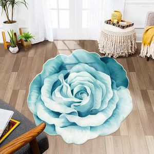 Carpets Carpet Office Chair Floor Mat 3D Flower Shape Printed Soft Computer Table Bedroom Decoration Living Room Rugs