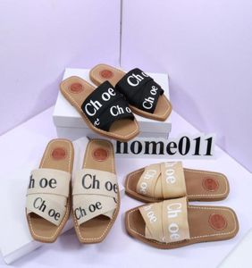 Designer Sandals tofflor för kvinnor Mules Flat Slides Light Tan Beige White Black Pink Lace Lettering Fabric Canvas Slippers Women6415829