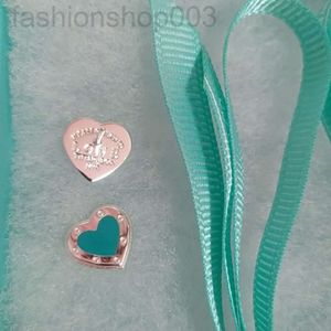 Desginer TiffanyJewelry Bracelet S925 Pure Silver Love Earrings Give Girls Gift Temperament Versatile Blue Enamel Heartings