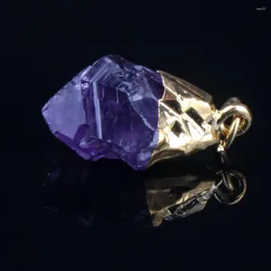 Pendant Necklaces Natural Stone Drop Purple Yellow Clear Druzy Quartz Pendants Gold-color Necklace Chain Jewelry Drusy Beads