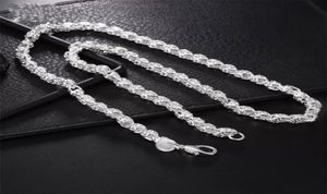 Серебряное серебро 20 -дюймовое 5 -миллиметровое ожерелье для веревочной цепи для женского мужского моды свадебные украшения 236 W26680236