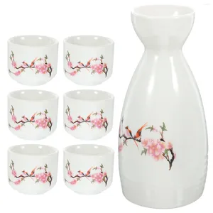 Wine Glasses Ceramic Set Sake Cups Japanese And Pot Old Fashioned Table Top Decor Saki Ceramics Traditional Kettle End Decoration
