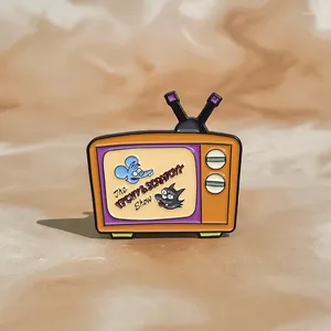 Бруши мультфильм мыши волчья эмалевая булавка телевизор Metal Metal Badge Pins аксессуары