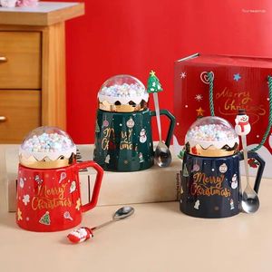 Tassen 600ml Weihnachtsbaum Santa Snow Globe Becher Keramik Kaffee Tasse Tee Microwave Festlichkeitsgeschenk für Frauen