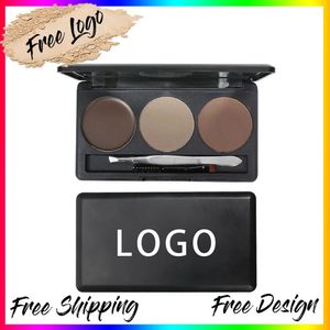 Privat etikett Eyebrow Powder Set Vegan Natural Eye Brow Powder with Brush Kit Makeup Anpassad logotyp