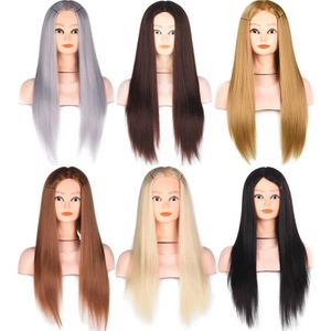 Mannequin Heads A human model doll head for hairstyle 100% high-temperature fiber hair training barbers to practice hairstyles Q240510