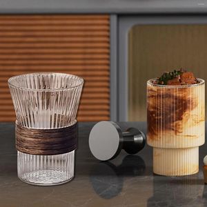 Vinglas Glasskopp Öl Texturerad transparent bärbar tekoppar Dricker för blandad dryck Mjölkis drycksaft