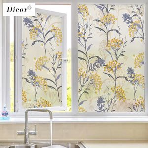 Window Stickers DICOR Genuine BLT2818 Decorative Film Flowers Door Cling Frosted Stained Glass Patern Tint Privacy Windoe Shade