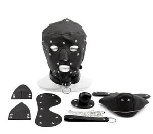 Fetish Pu Leather Dog Mask Head Harness Sex Slave Collar Leash Mouth Gag Bondage Hood Blindfold Adult Games Sex Toys For Couples5816525