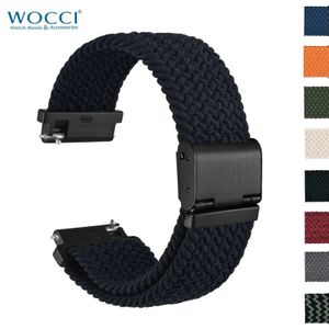 Titta på Bands Wocci Elastic Nylon Strap 18mm-22mm Tätt vävd rem för snabb frigöring och ersättning med rostfritt stål Buckle Q240510