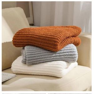 Blankets Striped Half Edged Blanket Super Soft Sofa Cover Knitted Throw Air Conditioning Pink Color Office Plush