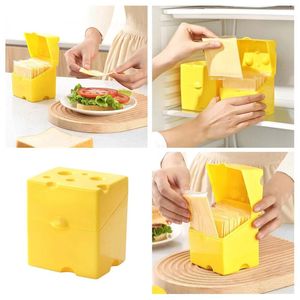Teller geschnittener Käse -Aufbewahrungsbehälter Kunststoff Butter Block Scheibe mit Flip -Deckelschubladen für Kleidung
