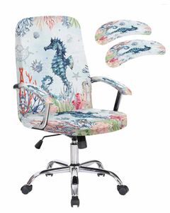 Chair Covers Marine Organisms Coral Seahorses Elastic Office Cover Gaming Computer Armchair Protector Seat