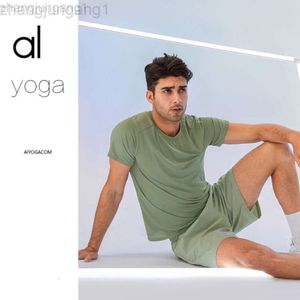 Desginer Als Yoga Aloe t Shirt Top Clothe Short Man Men Sports Fitness Suit Summer Solid Color Sweatwicking Quick Drying Short Sleeved Mens Basketball T-shirt