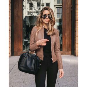 Autumn New and Winter Womens Fashion Leather Pu Suit Jacket Womens Wear 9J2J7