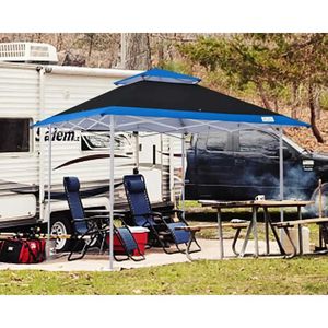 Tendas e abrigos 13x13 Foot Pop-up Canopy barraca instantânea abrigo dobrável 169 pés quadrados Protedor solar ao ar livre (azul preto) Q240511