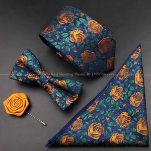 Boyun kravat yeni gül çiçek erkekler kravat polyester jacquard dokuma kravat bowtie takım elbise vintage kırmızı pembe damat iş düğün partisi hediyesi