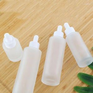 Storage Bottles 50pcs 20/30/40/50ml Frosted Glass Bottle White Pipette Dropper Essential Oil Cosmetic Essence SN1168