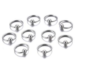 10pcsset Nasenring Piercing Body Jewelry Stahl Reifen Ringverschluss für Lippenohren Nase Silber plattiert Ballkörper Schmuck 8062418