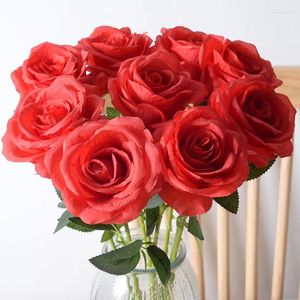 Kwiaty dekoracyjne 10 szt. Sztuczny kwiat róży jedwabna dekoracja domu na wesele walentynkowe prezent Bukiet