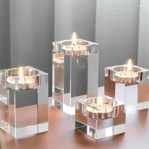 Candle Holders Europe Crystal Glass Holder Fine Transparent Candlestick Wedding Dining Home Decorations