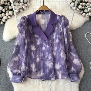 Camicette da donna in abbigliamento da donna con stampa vintage camicetta a doppia maglietta a doppia maglietta femmina da donna graziosa per ufficio blusa mujer lb110