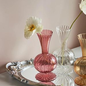 Vases Antique Glass Vase Flower Stand Table Arrangement Art Decoration Home Living Room Office Decor Terrarium
