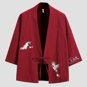 Kurtki męskie Summer Haori Cardigan Kimono koszulka japońskie szaty odzieży luźne obi męskie kurtka jukata streetwear azjatyckie ubrania