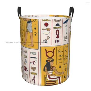 Tvättpåsar Fällbar korg för smutsiga kläder Antika hieroglyfer Egyptiska gudar förvaring Hamper Kids and Baby Home Organizer