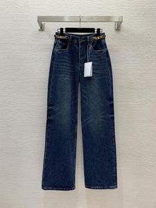Pure cotton metal chain jeans 2024 New Spring Summer Fashion Panelled Brand Same Style Women's Pants 0512-7