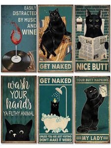 2023 Poster di pittura in metallo da gatto nera di cavallo nero divertente poster in metallo vintage segno retrò di placca segni di placca decorazioni per la parete della casa 4586578