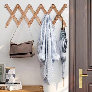 Hangers Expandable Coat Rack Wooden Clothes Hanger Wall Mounted Home Decor Shelf 17 Hooks