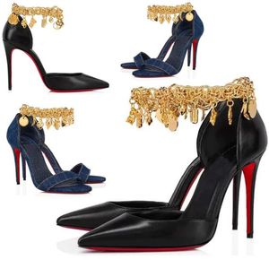 Summer Fashion Luxury Brand Sandals Gourmi Pumpar Point Toe Ladies High Heels Gold Gourmette Chain Discount Shoes Wedding Party D7094573