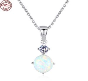 Utsökt Sterling Silver 925 Round Opal Pendant Necklace For Women Cut Chain Halsband Fashion Jewellery2253887