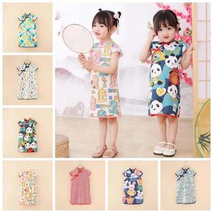 Abiti da ragazza Ammagetti Animali per bambini Cheongsam vestito principessa a maniche corta Qipao Panda Rabbit