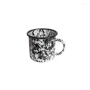 Mugs European And American Enamel Splash Ink Cup Curling With Handle Coffee Mug Milk Tea
