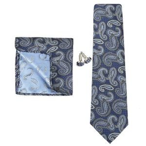Neck Tie Set 100% Silk Tie For Men Gift Box Brand Luxury Necktie Pocket square Silk Tie set With Cufflinks handkerchief Formal Wedding Gravat