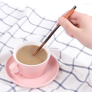 Ложки Творческая длинная обработка кофейная мешалка 20см для коктейля с молочным чай