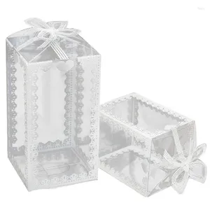 Gift Wrap 10pcs Transparent PVC Box Lace Boxes For Packaging Chocolate Candy Apple Cookies Baby Shower Birthday S