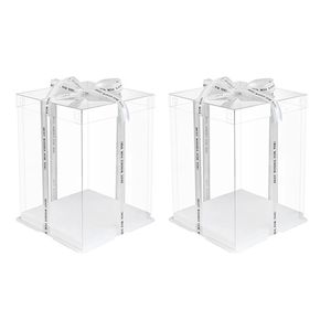 2 pezzi 3 in 1 Birthday Cake Party Gift Packaging Boxes Clear Transparent 240427