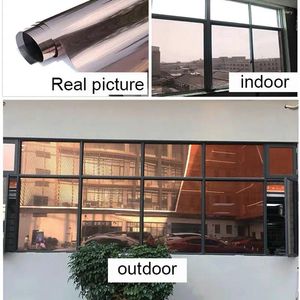 Fönsterklistermärken 60 200 cm sol spegel dekorativ film koppar silverbrun envägs integritet reflekterande sovrum byggnadsglas