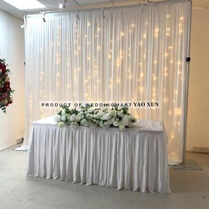 Party Decoration 10x10ft White Ice Silk Wedding Backdrop Curtain Drape Stage Bakgrund PO Booth Banketthändelse