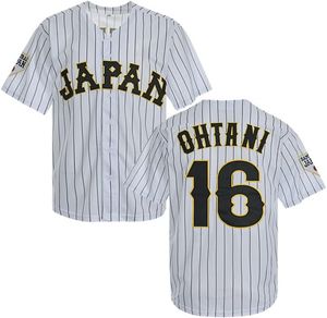 PARTYJERSEY Men's 16 Ohtani Hip Hop Short Sleeves Japan Baseball Jerseys White Black