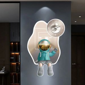 Living room hanging clock dining room bedroom family creative astronaut room decoration wall hanging silent clock 240507