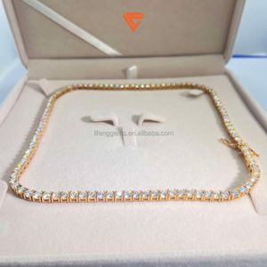 Mode smycken fabrikspris Direktförsäljning 5 mm bred kedja Moissanit Tennishalsband Sterling Sier för män och kvinnor