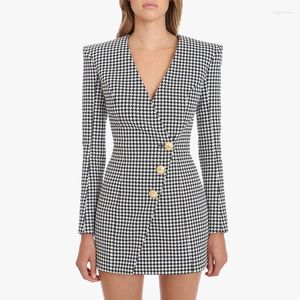 Abiti da lavoro abito blazer donne camminata per maniche lunghe giacca vintage lady houndstooth sound bodycon sexy mini party girestidos de fiesta